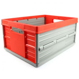 Caisse pliable - 32 litres - rouge et gris